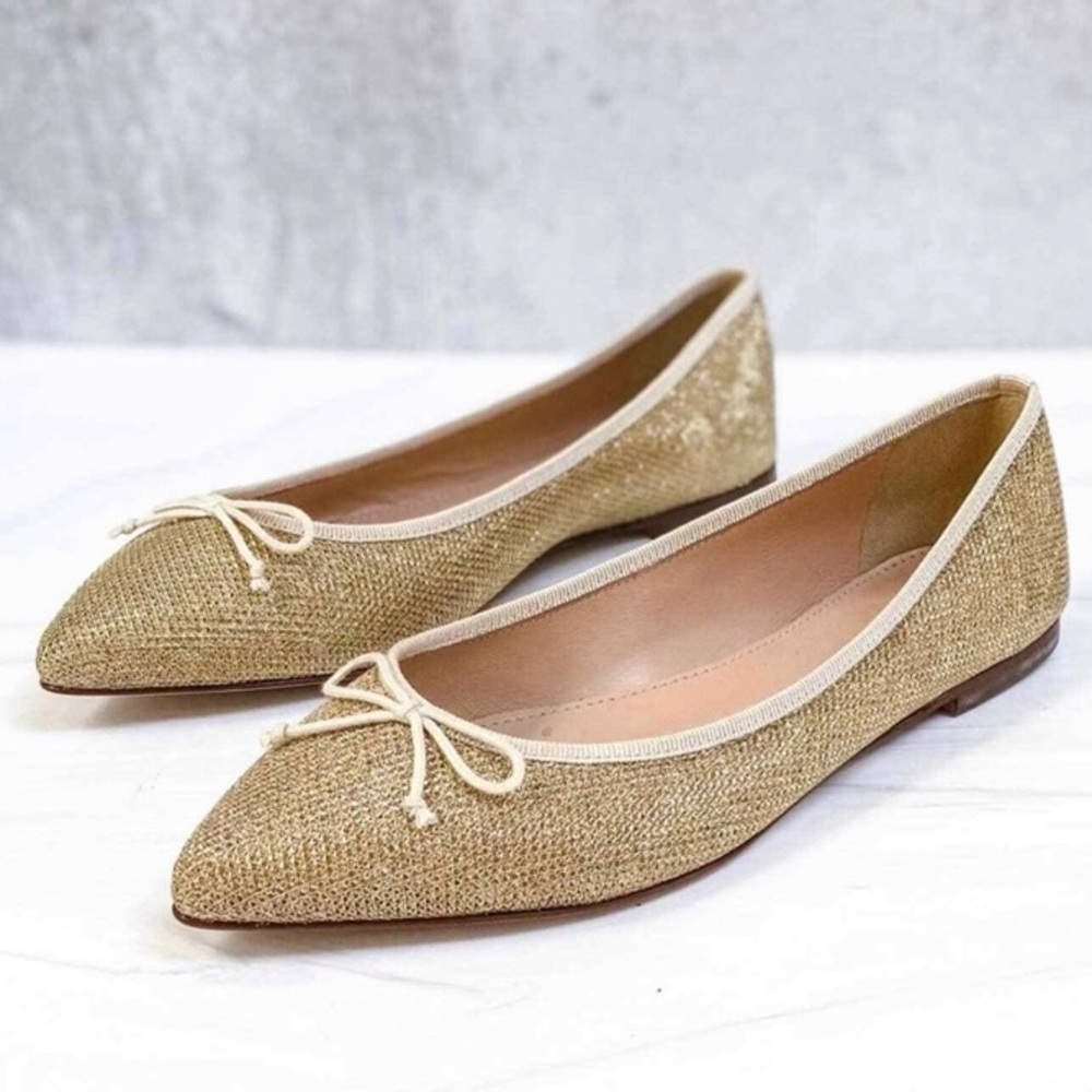 J Crew Gemma Gold Glitter Ballet Flats - Size 6